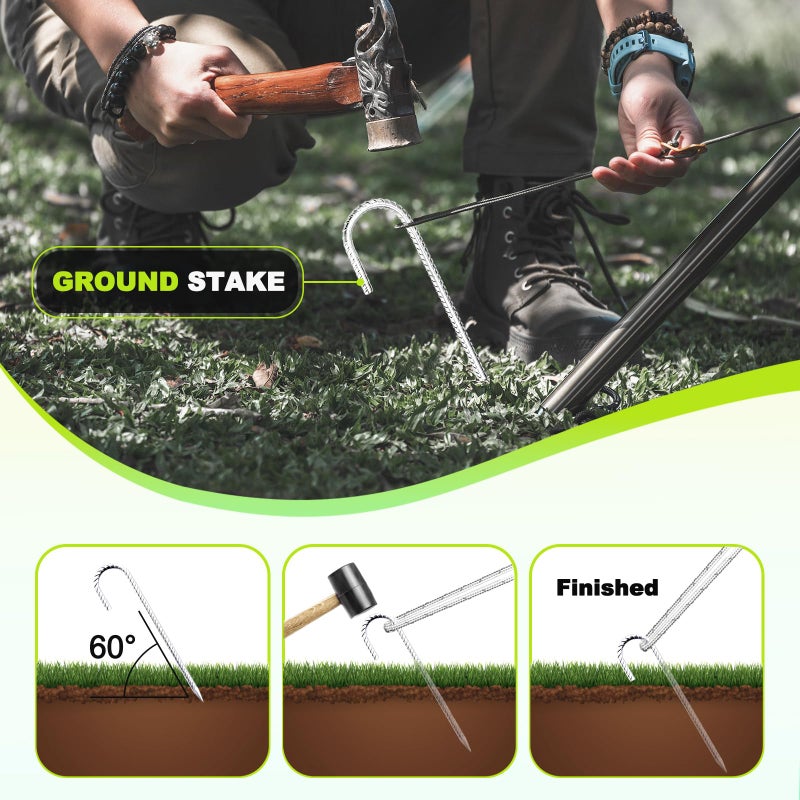 Kadrick Rebar Stakes 12 inch,J Hook Ground Stakes Anchors, 32-Pack White Galvanized Fence Stakes,Heavy Duty 5/16'' Diameter - Image 5